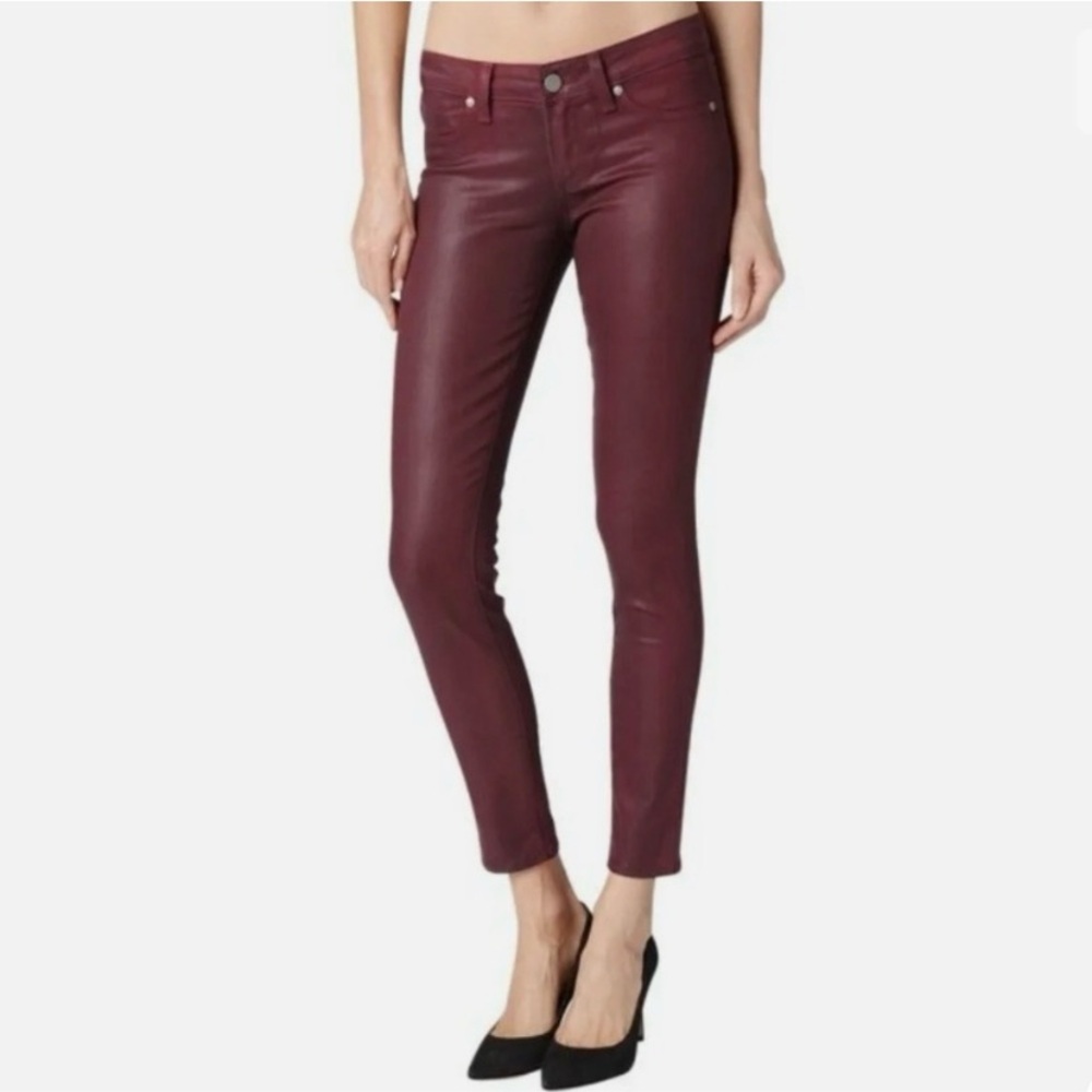 NEW Paige $189 Verdugo Ankle Coated Skinny Jeans, Shiraz Silk